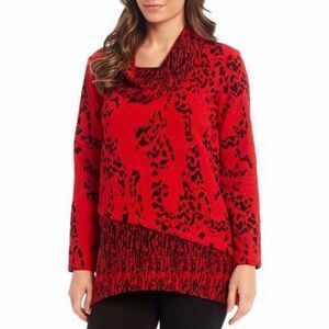 Ali Miles Cowl Neck Tunic Top Crimson Red Size 1X